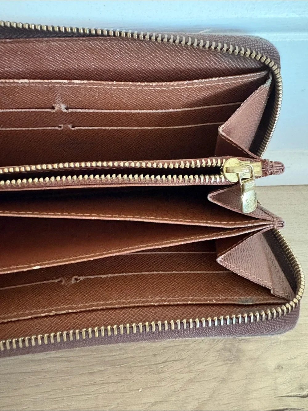 Louis Vuitton Monogram Canvas Zip Around Wallet in Brown